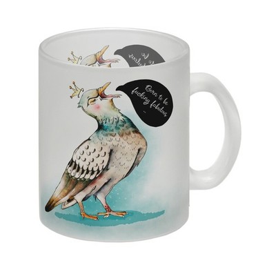 Glas Tasse mit Tauben Motiv und witzigem Spruch für eine Diva
