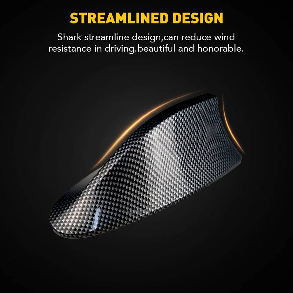Carbon Fiber Roof Fin Antenna Shark Car SUV Aerial Radio FM/AM Signal Universal - Image 2 of 4