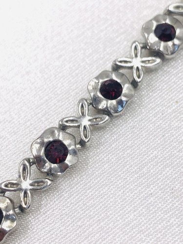 Sehr schönes Armband Florales Design mit lila Steinen 18 cm lang Silberfarben - Imagen 4 de 24