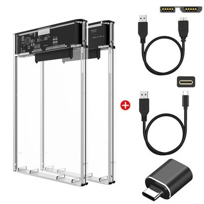 USB 3.0/Type-C 2.5'' HDD SSD Enclosure External Hard Drive Case 5Gbps Tool-Free