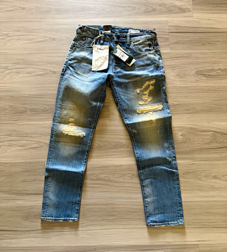 G-Star RAW Men’s Blue Light Wash Distressed Skinny Slim Fit Denim Jeans