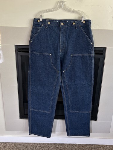 VINTAGE Carhartt B154 PRW Men 38 Blue Denim Double Knee LOGGER Jeans NEW 38x33.5 - Picture 3 of 14