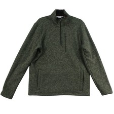 Lands End Mens Large Tall Quarter Zip Fleece Pullover Heathered Green Sweater