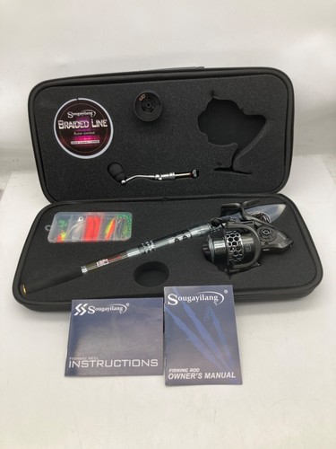 Sougayilang Compact " Carry Along " Fishing Rod & Reel Set In Case