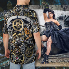 Steampunk Clockwork Gears Hawaiian Shirt | Mechanical Watch Print