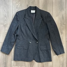 Vintage Miss Pendleton 100 Virgin Wool Gray Blazer Womens 12
