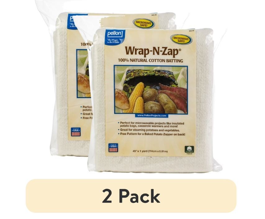 Pellon Wrap-N-Zap Quilting Batting, off-White 45" x 36" Precut Package (2 pack)