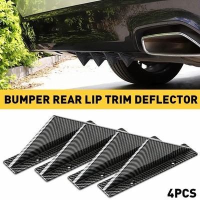 4Pcs Universal Curved Shape Rear Bumper Diffuser Shark Fin Spoiler Trim Covers