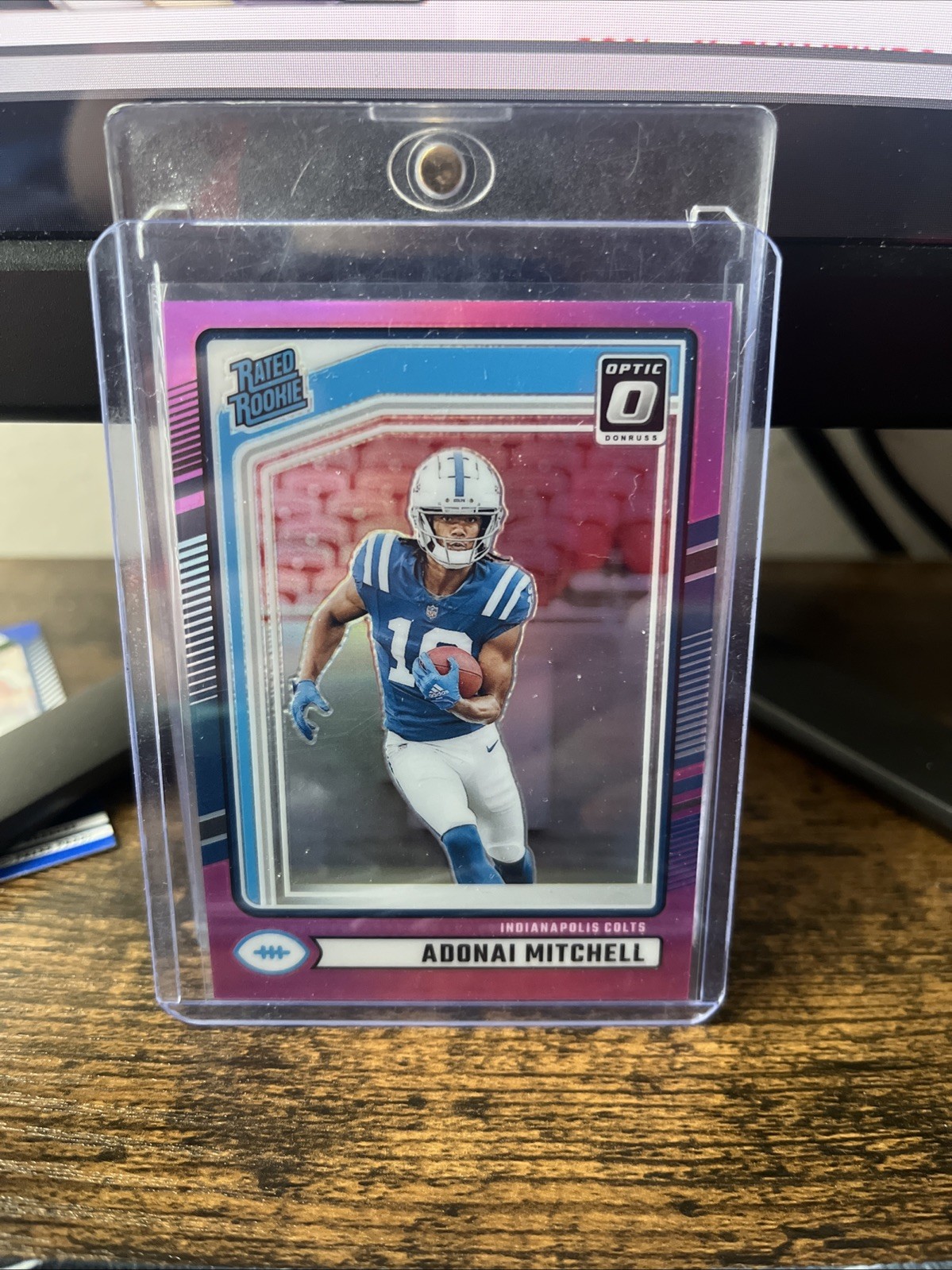 2024 Panini Donruss  Rated Rookie Adonai Mitchell #343 Optic Preview Pink Prizm