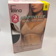 Felina Adaptive Cup Wire Free Bra 2 Pack Nude Size Small