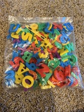 Lot of Magnetic Plastic Alphabet Letters  Numbers Mixed Colors  Sizes