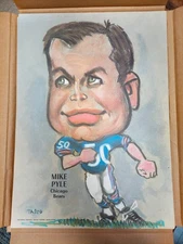 1968 Tasco Caricature Poster Mike Pyle Chicago Bears SINGLE Michigan