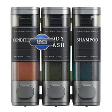 Unisence 3 Chamber Shampoo Conditioner Dispenser Wall Mounted No Drill Large