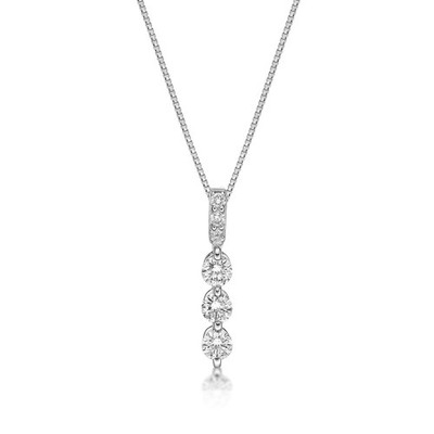 1/4 Karat im Labor gezüchteter Diamant Dreifach Kreise Anhänger Halskette in 10k Weißgold