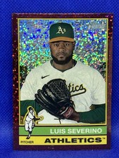2025 Topps Heritage - High Number SP Luis Severino #442 Chrome Burgundy Sparkle