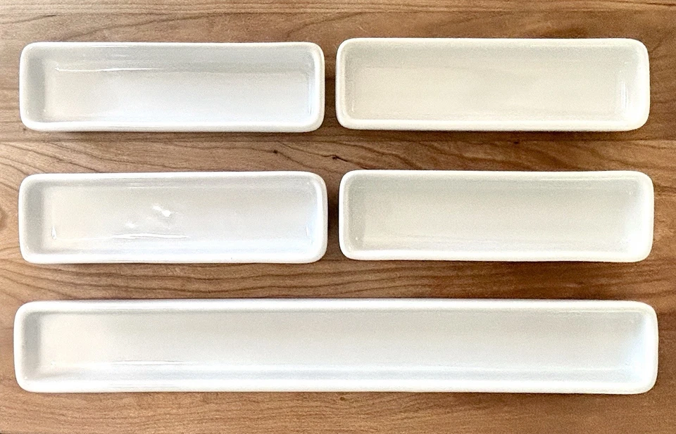 Pampered Chef Simple Additions Sushi Tray 13.5” &  6.5” White SET OF 5 - Image 3 of 4