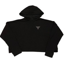 Under Armour Oversized Sweatshirt Womens Size Large Black Loose Hoodie Cropped