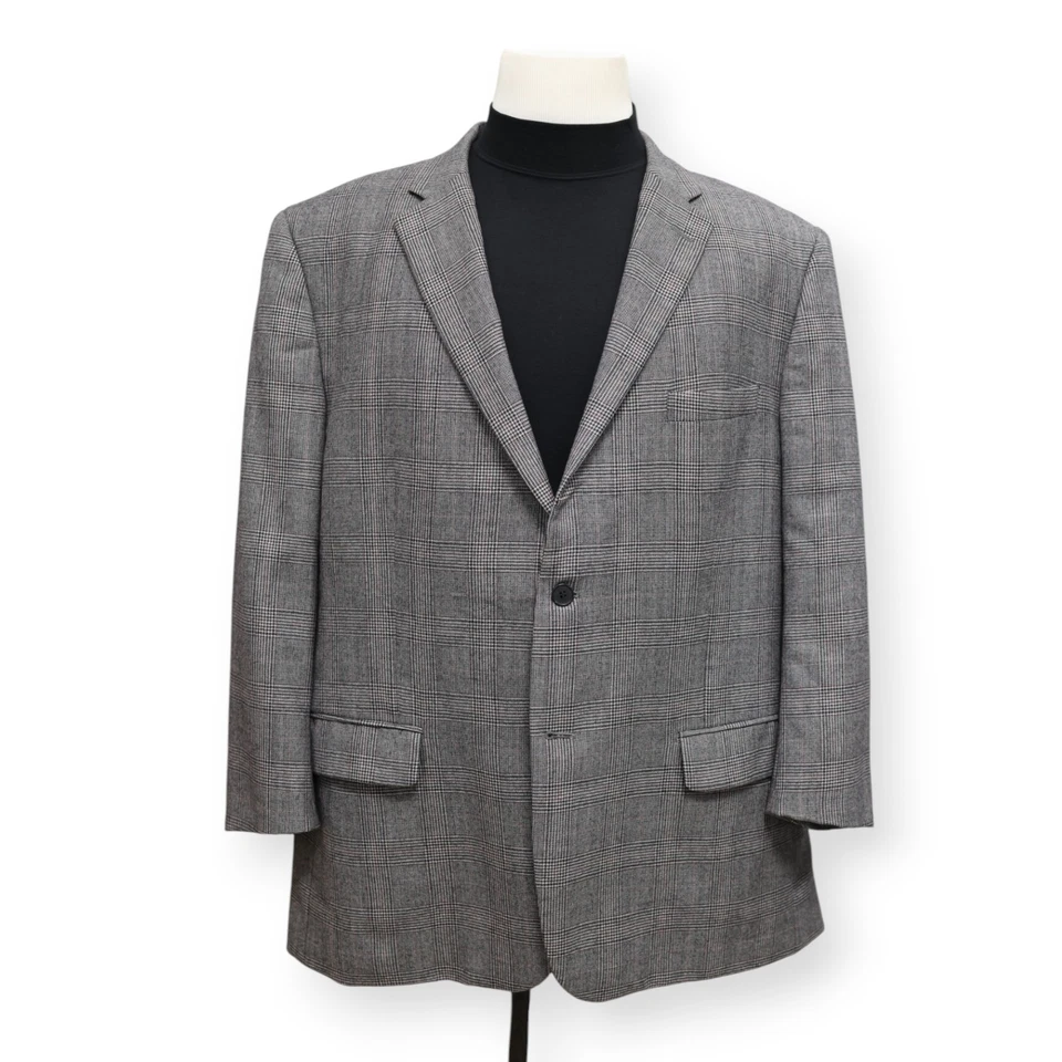 TASSO ELBA Hombre Gris Cuadros 100% Lana Abrigo Deportivo Traje Chaqueta Blazer 48 R Foto 2 de 4
