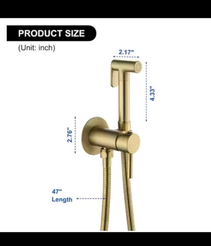 Grifo bidé dorado cepillado HD - montaje en pared, manija única, agua caliente, kit de válvula - Imagen 3 de 4