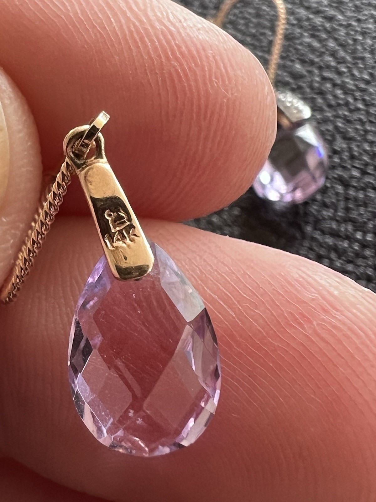 14K Solid Rose Gold Leverback Dangle Earrings Tea… - image 5