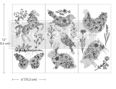 Re-Design with Prima, Mini Rub-on Transfers,  3 sheets, 6 x12 