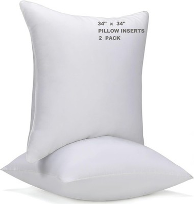 34x34 Inch Throw Pillow Insert, Hypoallergenic Down Alternative Square