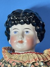 Antique German Porcelain China Head Doll Leather Jointed Body 15  TLC