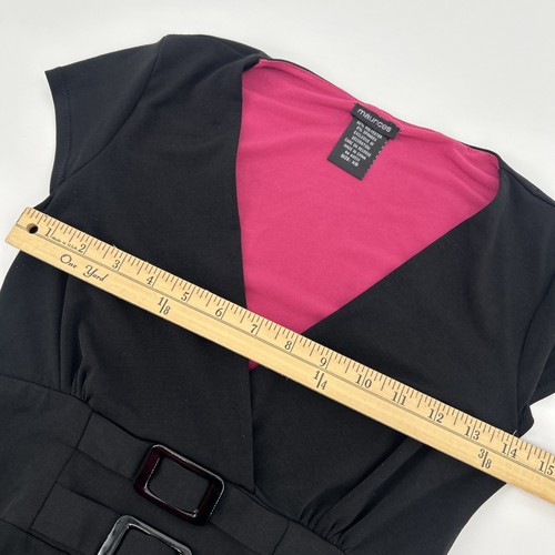 Abito vintage Maurices nero donna XS impero vita dettaglio fibbia LBD Y2K anni 2000 - Foto 9 di 11