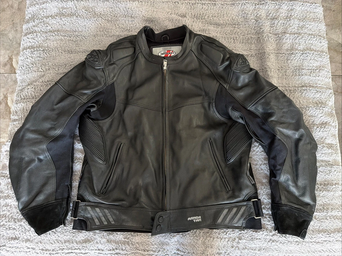 Joe Rocket Motorcycle Leather Jacket Padded SZ 54 XL Black Liner
