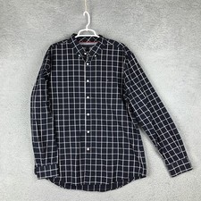 Tommy Hilfiger Shirt Mens XL Plaid Button Up Custom Fit Navy Red White Check