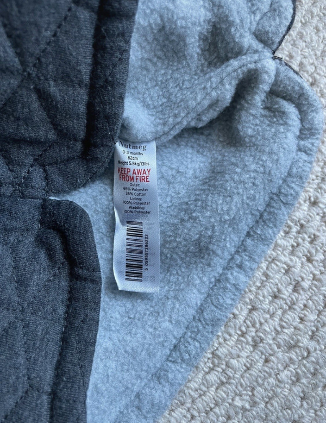 Nutmeg Morrisons Boys Grey Coat Size 0-3 Months image 2