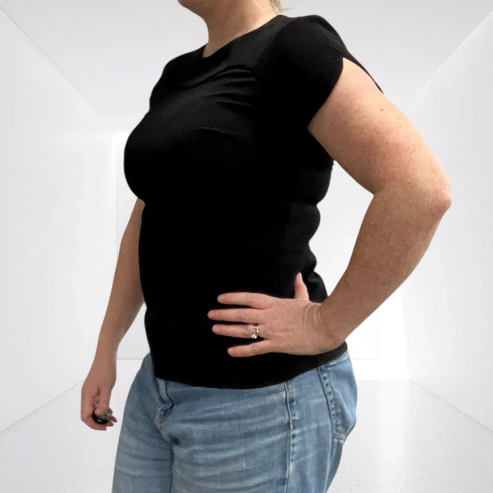 Ted Baker Top 12 Black Structured Petal Sleeve Party Glam Size 3 Minimalist Chic - Image 2 of 4