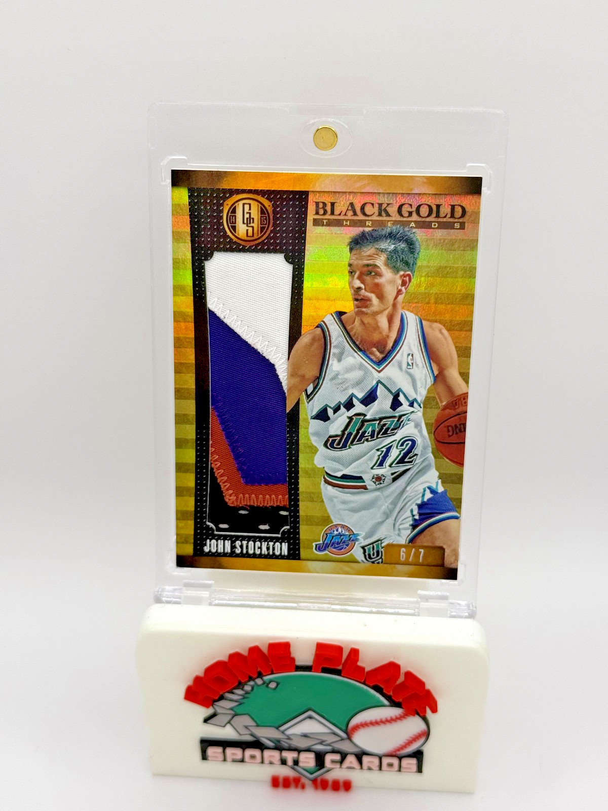 2014-15 Panini Gold Standard John Stockton Black Threads Game Worn Patch /7