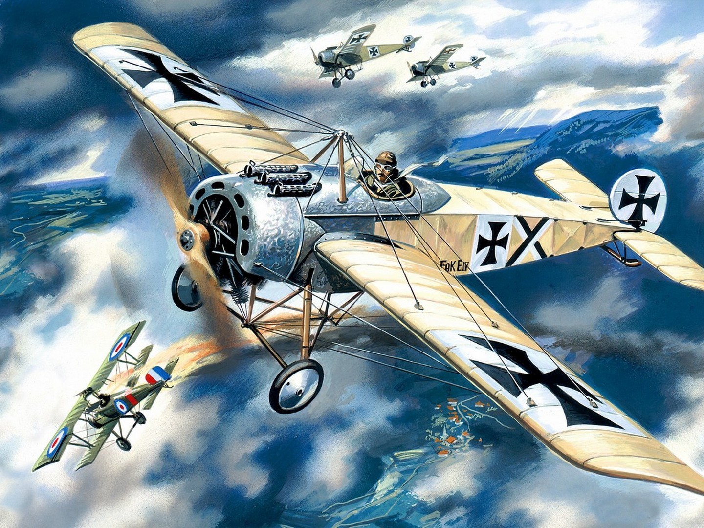 ICM 1:72 Fokker E.IV WWI German Fighter Plane Plastic Model Kit