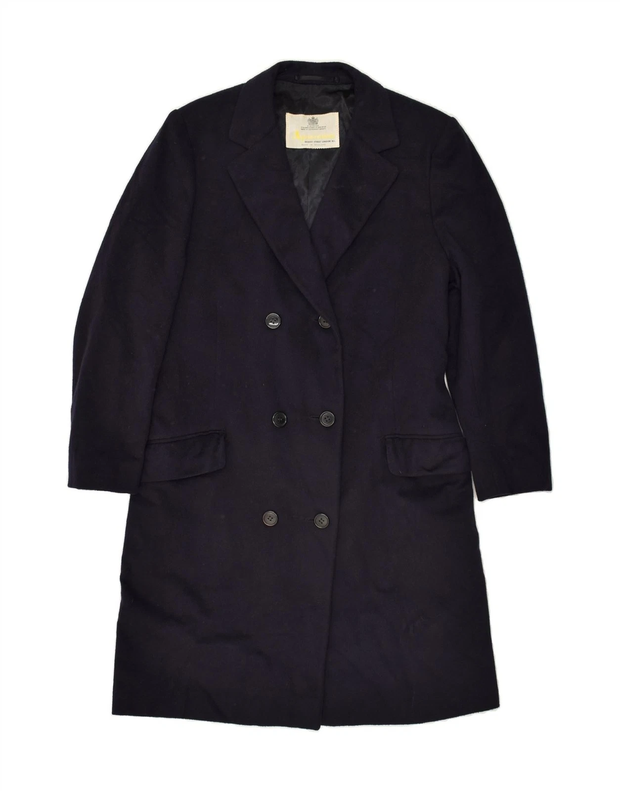 AQUASCUTUM Womens Double Breasted Coat IT 42 Medium Navy Blue BR37