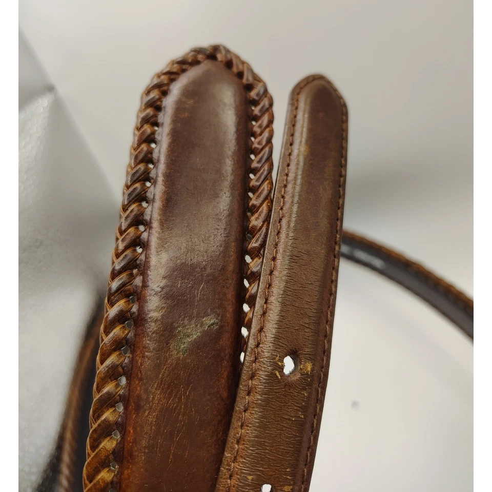 Cinturón de cuero genuino Wrangler para hombre marrón estilo occidental hebilla plateada talla 40 Foto 4 de 4