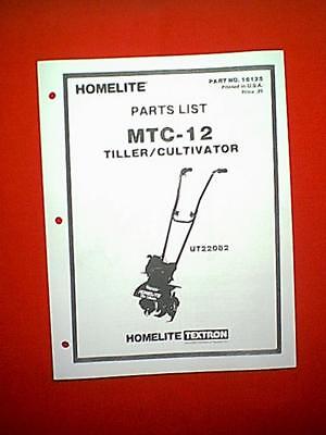 HOMELITE ROTO TILLER CULTIVATOR MTC-12 UT22082 PARTS MANUAL | eBay