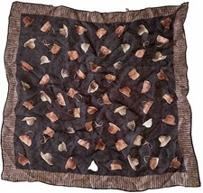 Vintage Talbots Scarf Women's 100 Silk Brown 20" Square Hats Purses Design New