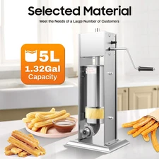 Heavy Duty 5L Commercial Manual Churro Maker Machine Restaurant+4 Nozzles USA