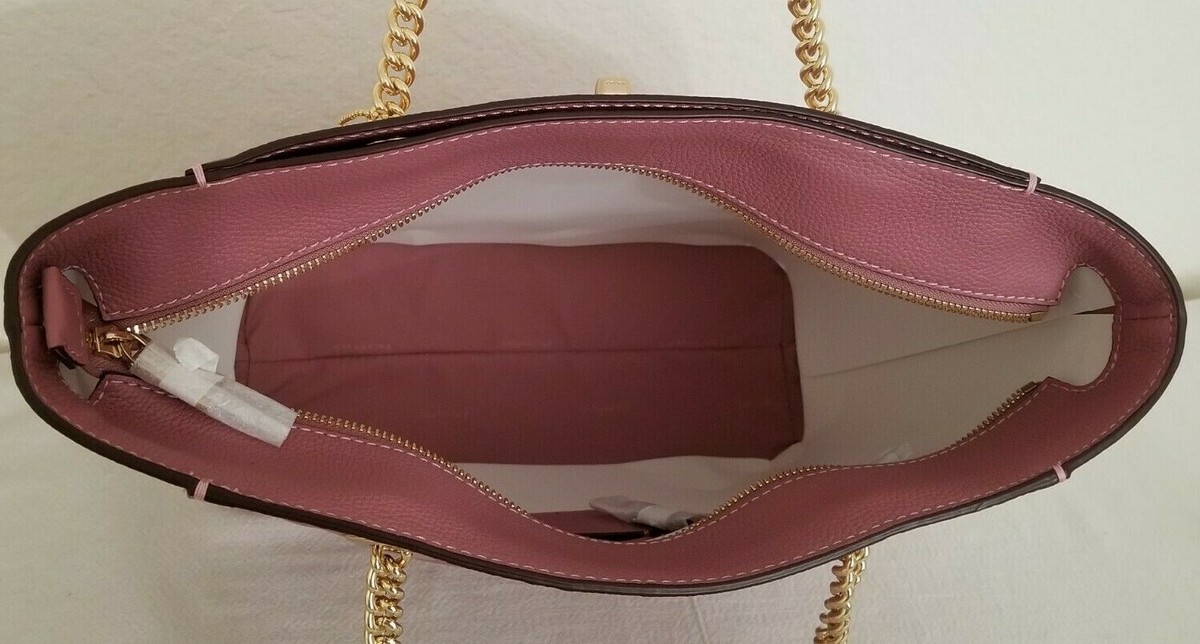 COACHバッグ 🌞COACH NY 57107 TURNLOCK GOLD CHAIN ROSE PINK LEATHER