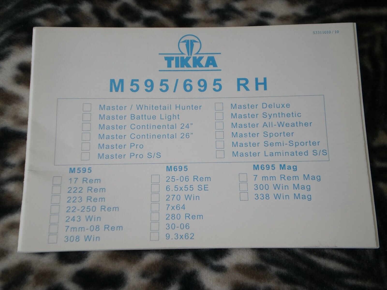 TIKKA M595 M695 RH Right-Handed Operators Manual --- Genuine OEM --- NEW