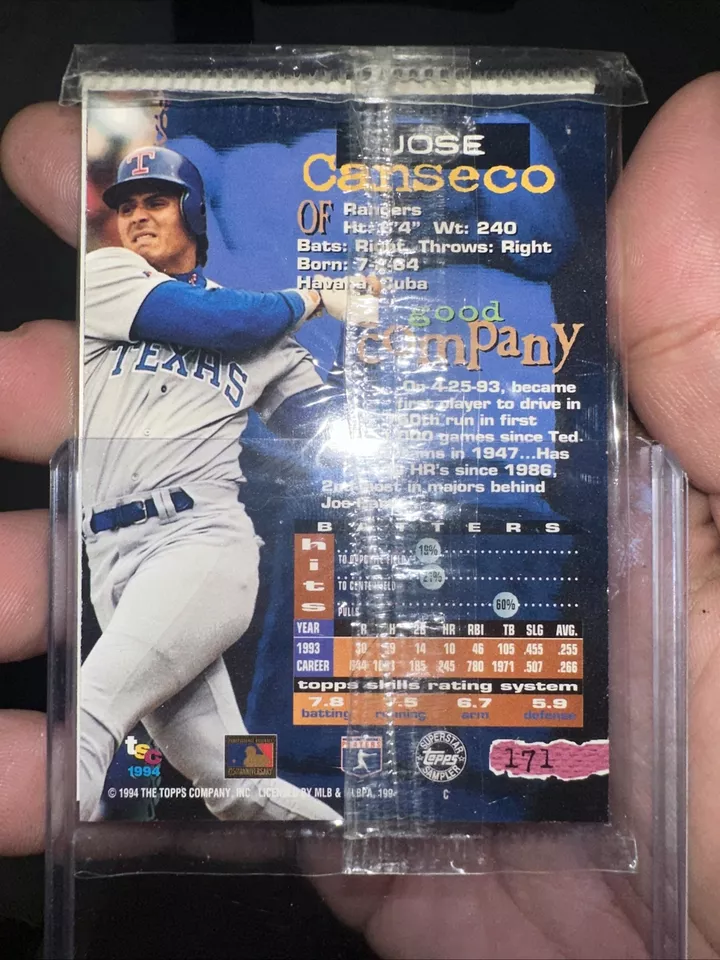 Paquete de violonchelo sellado José Canseco 1994 Bowman Finest Stadium Superstar Sampler Foto 2 de 2