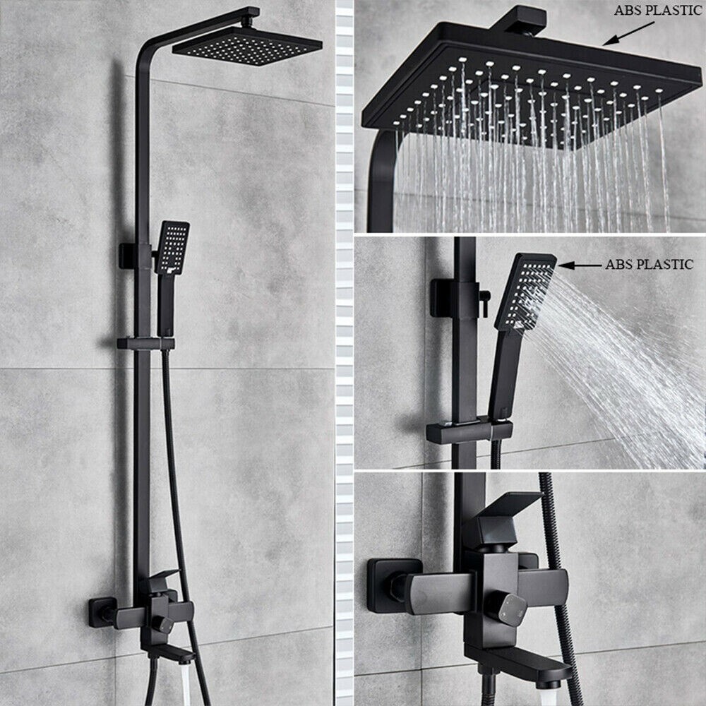 Schwarze Duscharmatur-Set Mit Handbrause & Regenduschkopf – 15,2 Cm, Hochdruck, Komplett Mit Ventilsystem