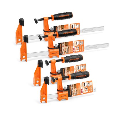 4-pack Steel Bar Clamps Set, 6-inch (2) & 12-inch (2) Medium Duty F-Clamp, 60...