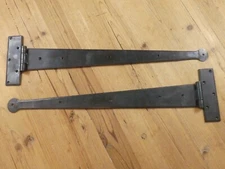 2 HUGE Strap T Hinges 24" Tee Hand Forged Gate Barn Rustic Medieval Iron Large !