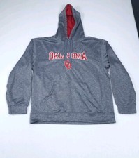 Majestic Hoodie Large Gray Pullover University Of Oklahoma Sooners Long Sleeved
