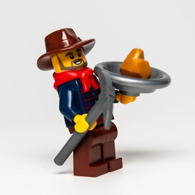 NEW LEGO Western Gold Miner Prospector Minifigure (ww025) 45023 w/ Nugget & Pan