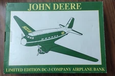 SpecCast #45007 N1326 John Deere DC-3 Airplane Bank (Die-cast Metal, 1994) 