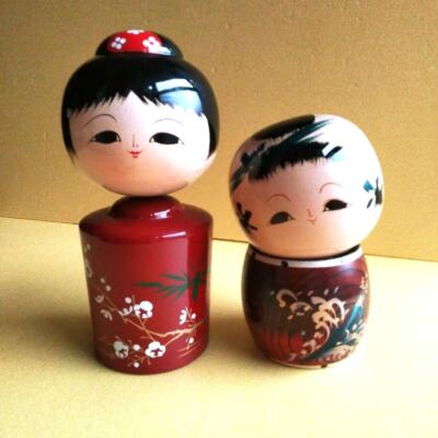 Mini Kokeshi Doll Rare Design Set Height 13~17cm Vintage Rare Old  Retro