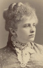 FROM NY, PHOTO OF LADY W/ BEAUTIFUL DRESS, INFO ON BACK